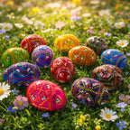 Set of 12 Handcrafted Geometric Ukrainian Pysanky Wooden Easter Eggs 2.5 Inches Easter Eggs > Wooden Pysanky Sets La Vie Bien Set of 12 Handcrafted Geometric Ukrainian Pysanky Wooden Easter Eggs 2.5 Inches