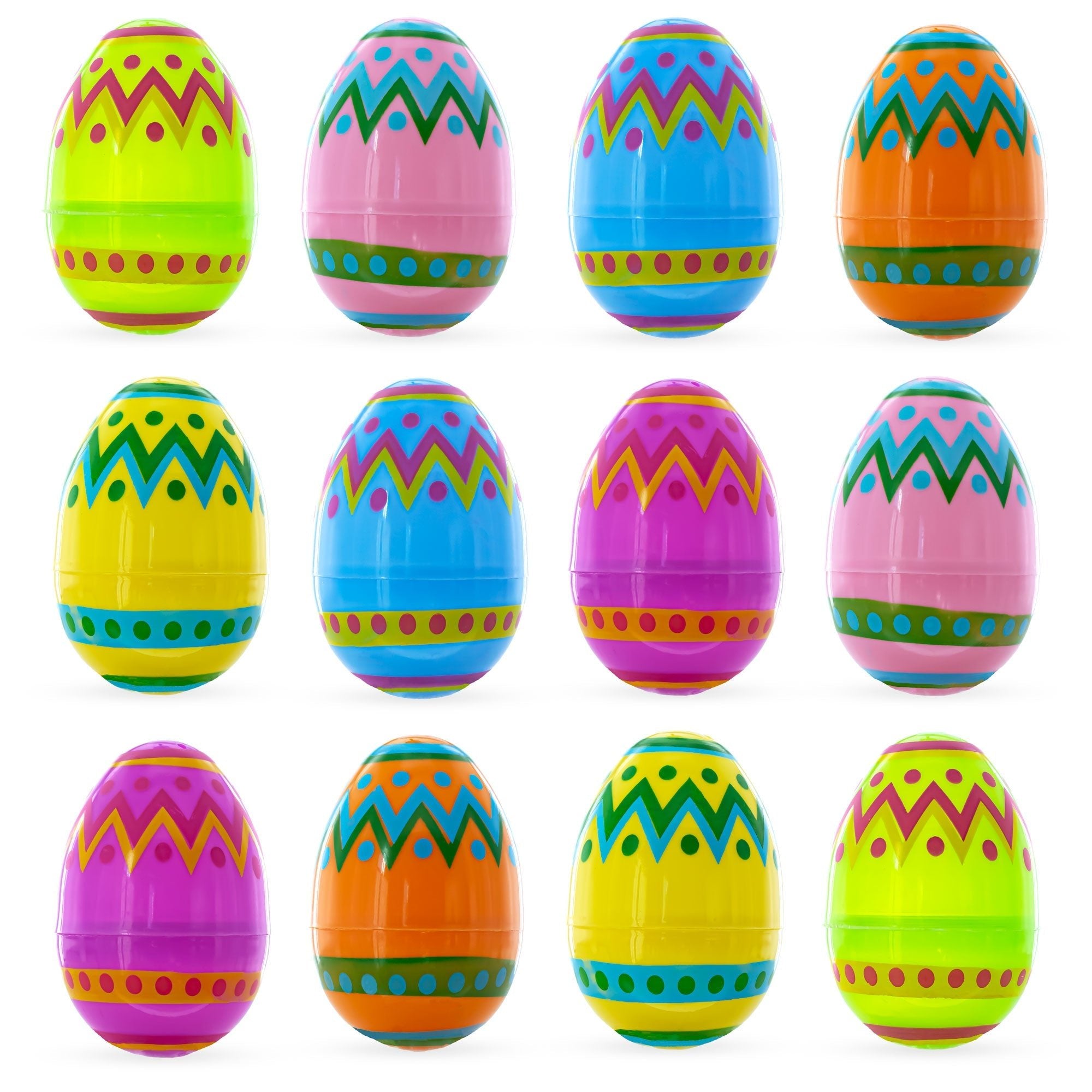 Set of 12 Large Geometric Plastic Easter Eggs 3 Inches Easter Eggs > Plastic > Patterned La Vie Bien Set of 12 Large Geometric Plastic Easter Eggs 3 Inches