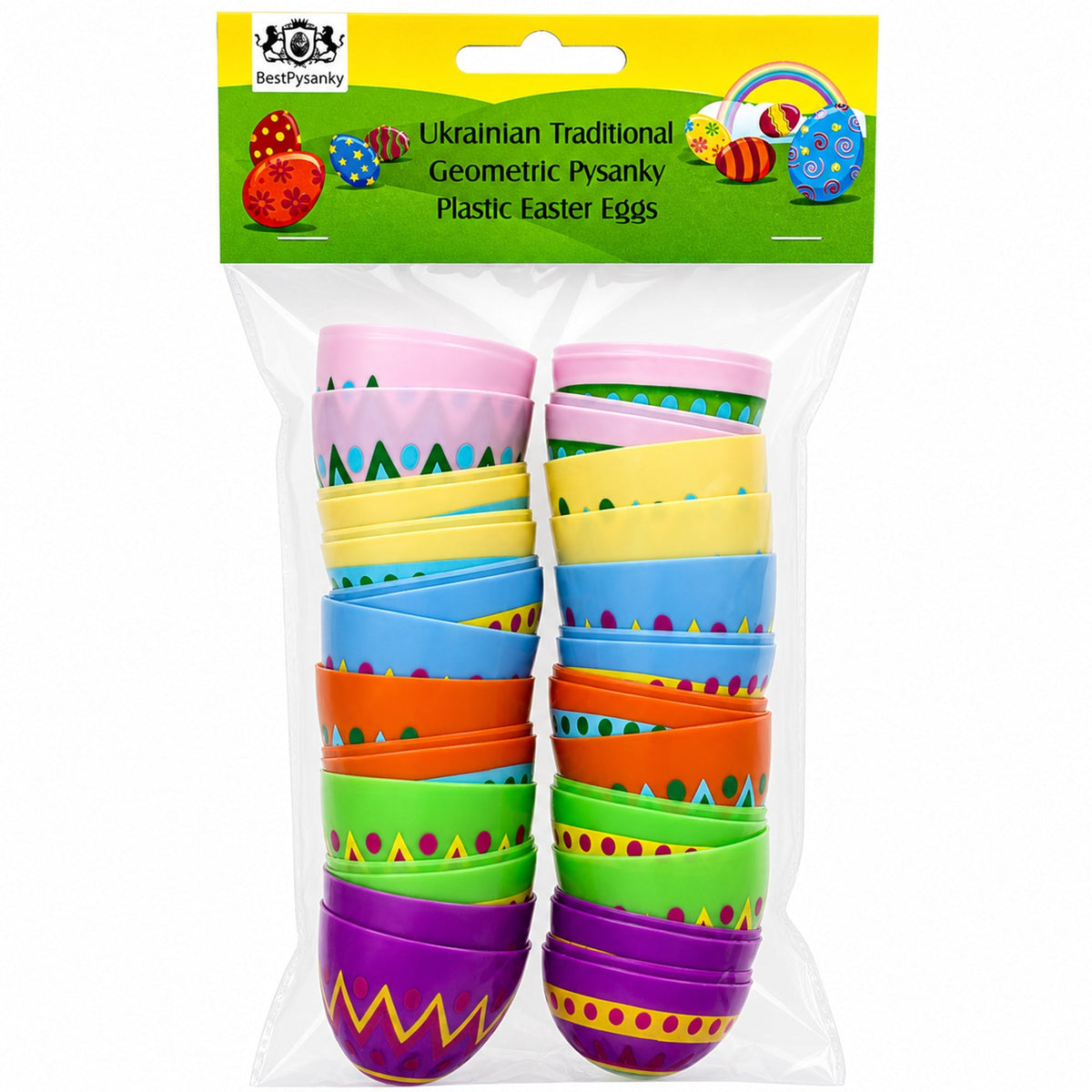 Set of 12 Large Geometric Plastic Easter Eggs 3 Inches Easter Eggs > Plastic > Patterned La Vie Bien Set of 12 Large Geometric Plastic Easter Eggs 3 Inches