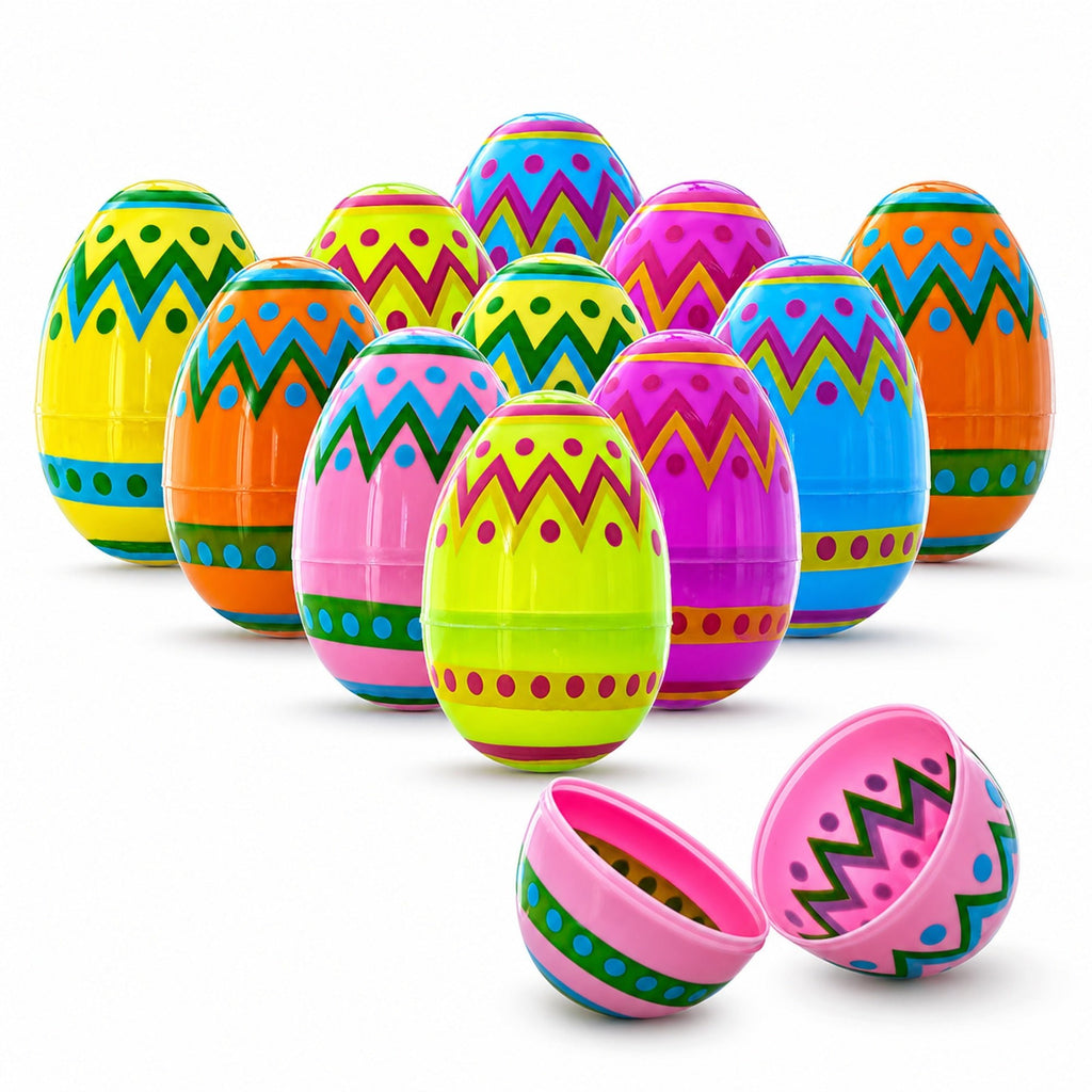 Set of 12 Large Geometric Plastic Easter Eggs 3 Inches Easter Eggs > Plastic > Patterned La Vie Bien Set of 12 Large Geometric Plastic Easter Eggs 3 Inches