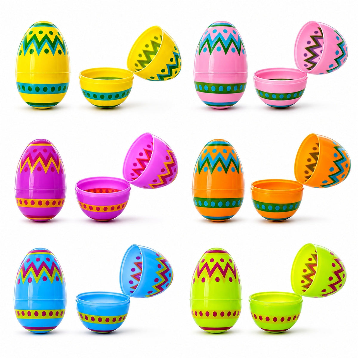Set of 12 Large Geometric Plastic Easter Eggs 3 Inches Easter Eggs > Plastic > Patterned La Vie Bien Set of 12 Large Geometric Plastic Easter Eggs 3 Inches