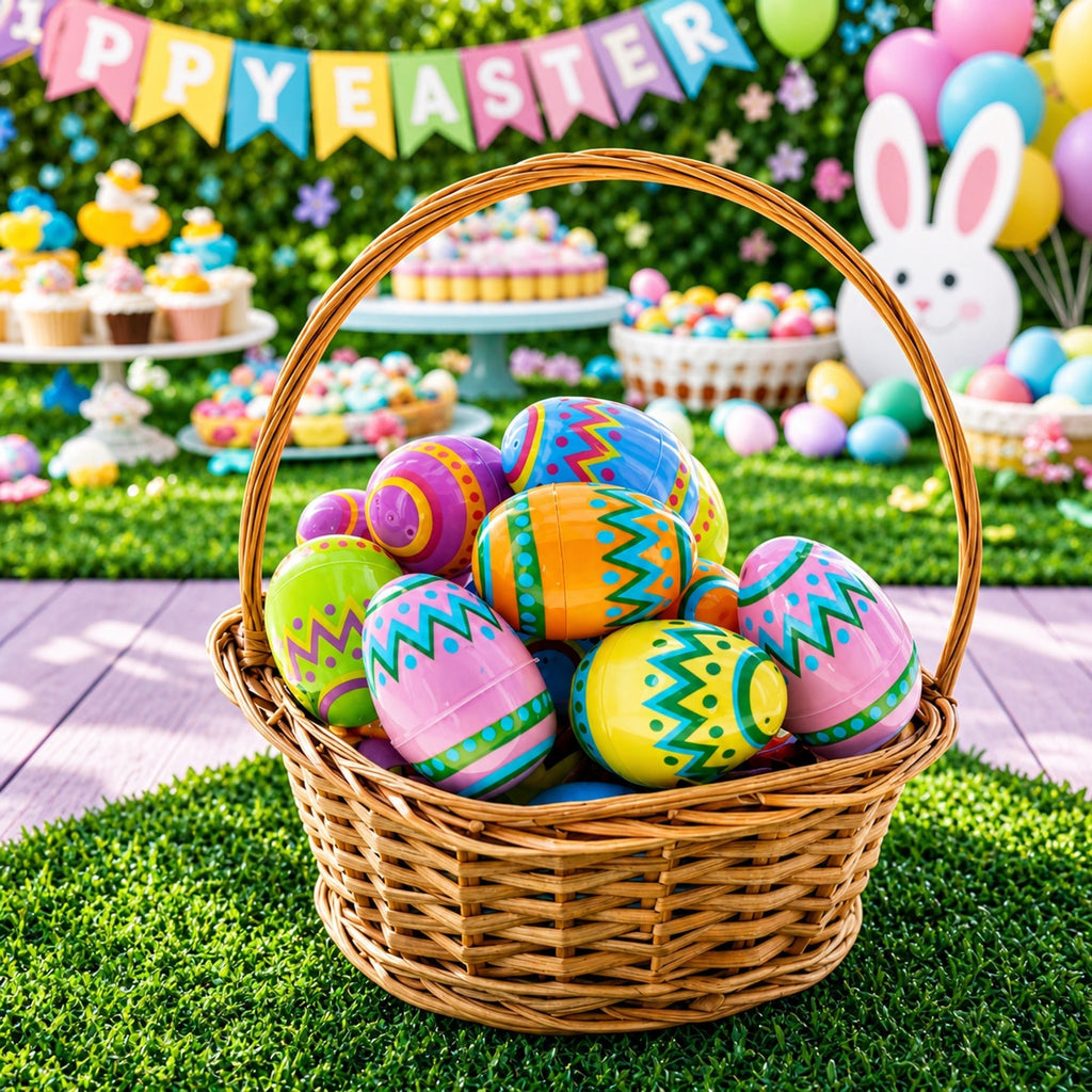 Set of 12 Large Geometric Plastic Easter Eggs 3 Inches Easter Eggs > Plastic > Patterned La Vie Bien Set of 12 Large Geometric Plastic Easter Eggs 3 Inches