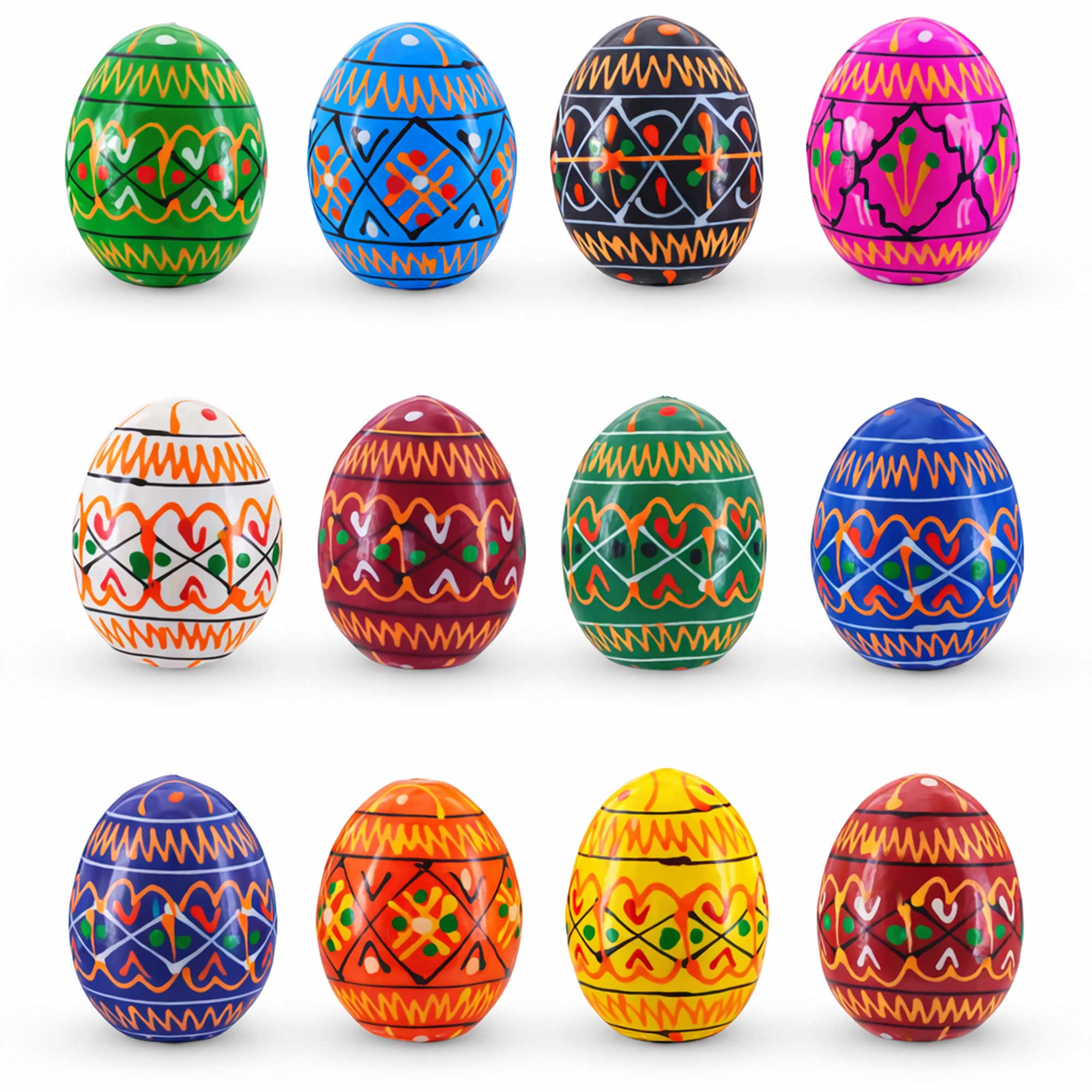 Set of 12 Mini Geometric Ukrainian Pysanky Wooden Easter Eggs 1.6 Inches Easter Eggs > Wooden Pysanky Sets La Vie Bien Set of 12 Mini Geometric Ukrainian Pysanky Wooden Easter Eggs 1.6 Inches