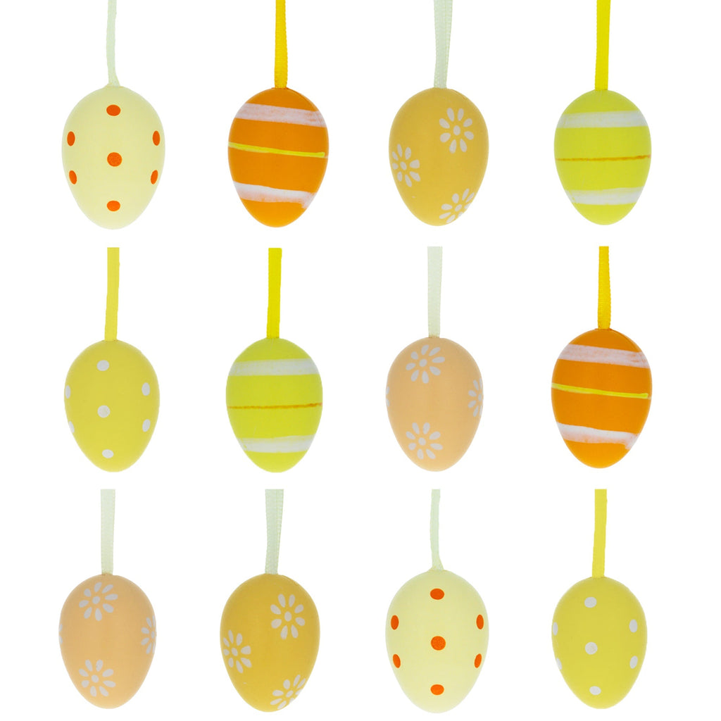 Set of 12 Miniature Pastel Yellow Polka Dot, Flowers, Stripes Plastic Easter Egg Ornaments 1.5 Inches Easter Eggs > Ornaments La Vie Bien Set of 12 Miniature Pastel Yellow Polka Dot, Flowers, Stripes Plastic Easter Egg Ornaments 1.5 Inches
