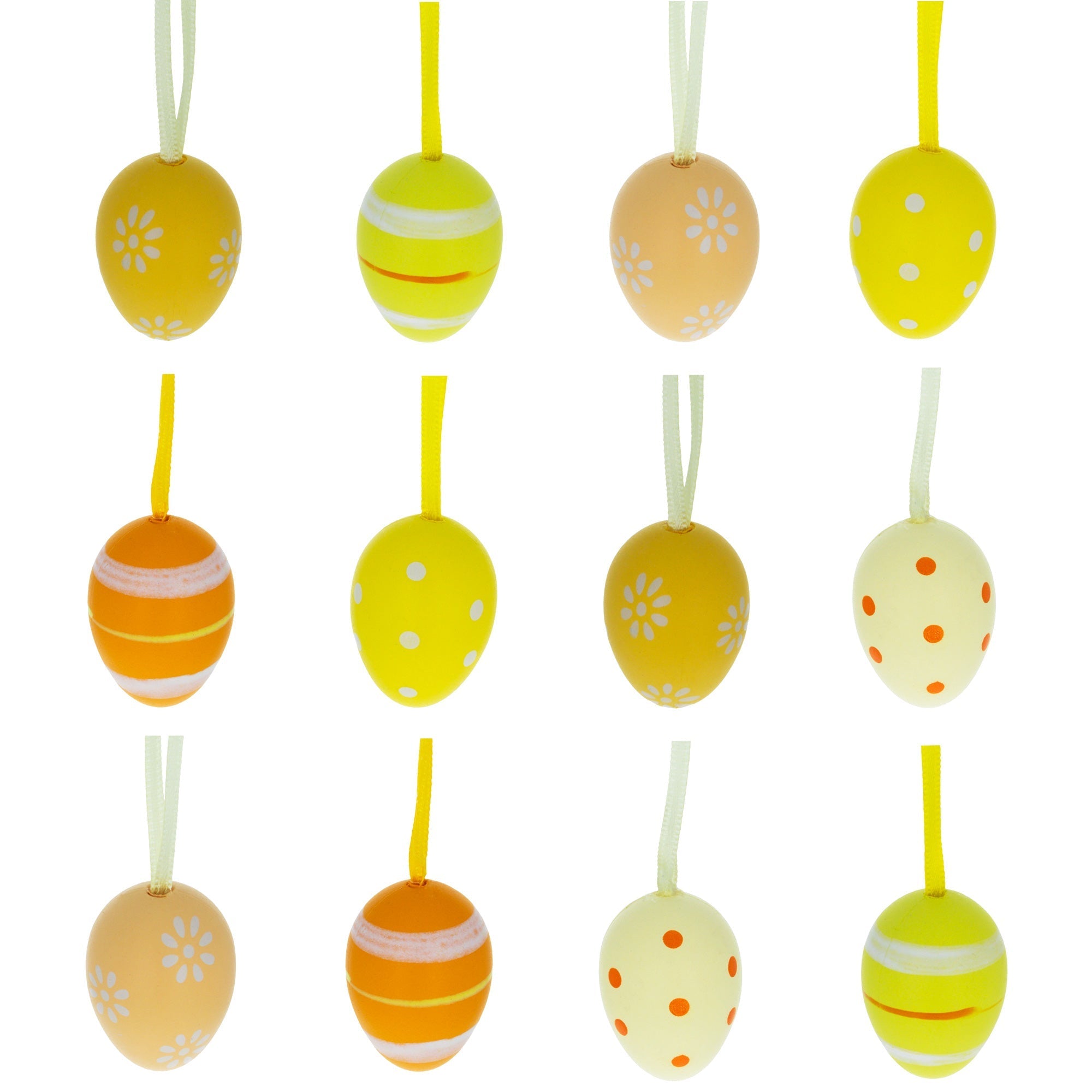 Set of 12 Miniature Pastel Yellow Polka Dot, Flowers, Stripes Plastic Easter Egg Ornaments 1.5 Inches Easter Eggs > Ornaments La Vie Bien Set of 12 Miniature Pastel Yellow Polka Dot, Flowers, Stripes Plastic Easter Egg Ornaments 1.5 Inches