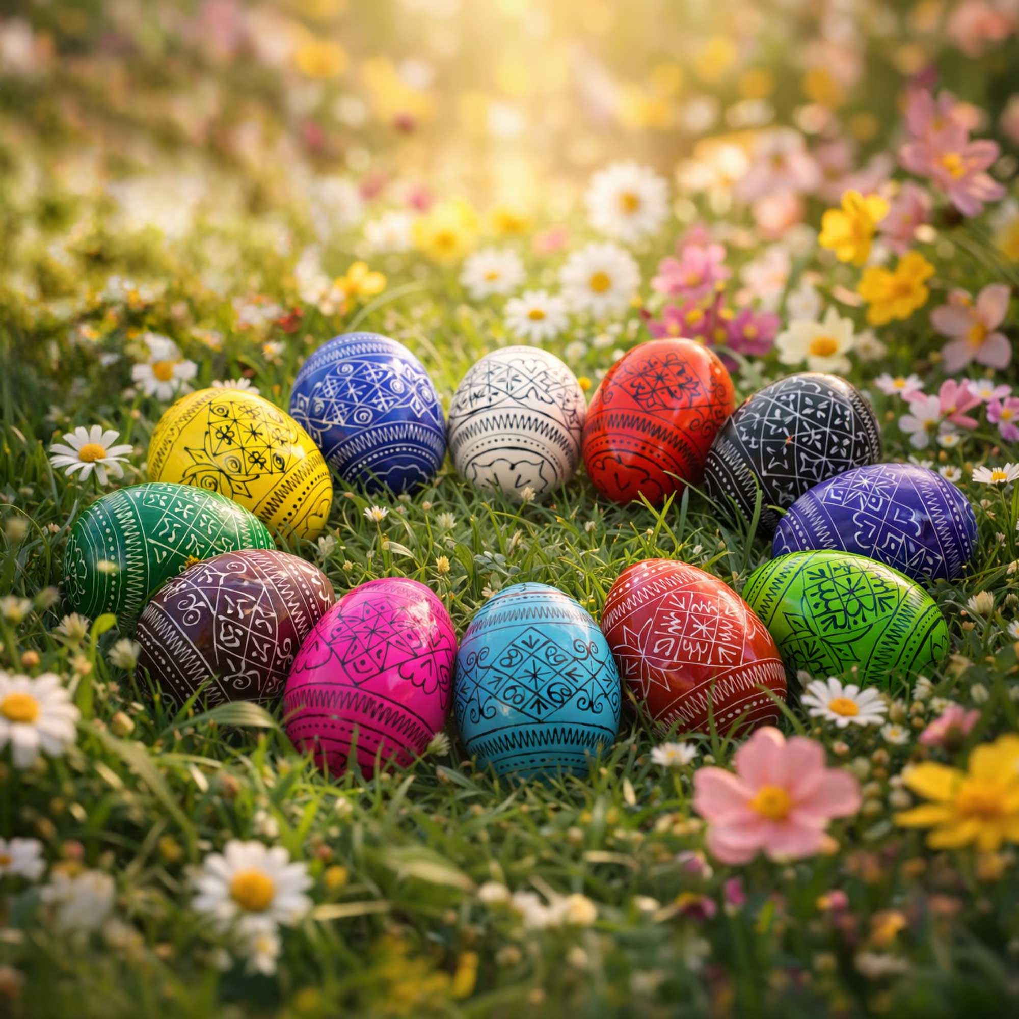 Set of 12 Multicolored Hand Painted Ukrainian Wooden Easter Eggs 2.5 Inches Easter Eggs > Wooden Pysanky Sets La Vie Bien Set of 12 Multicolored Hand Painted Ukrainian Wooden Easter Eggs 2.5 Inches