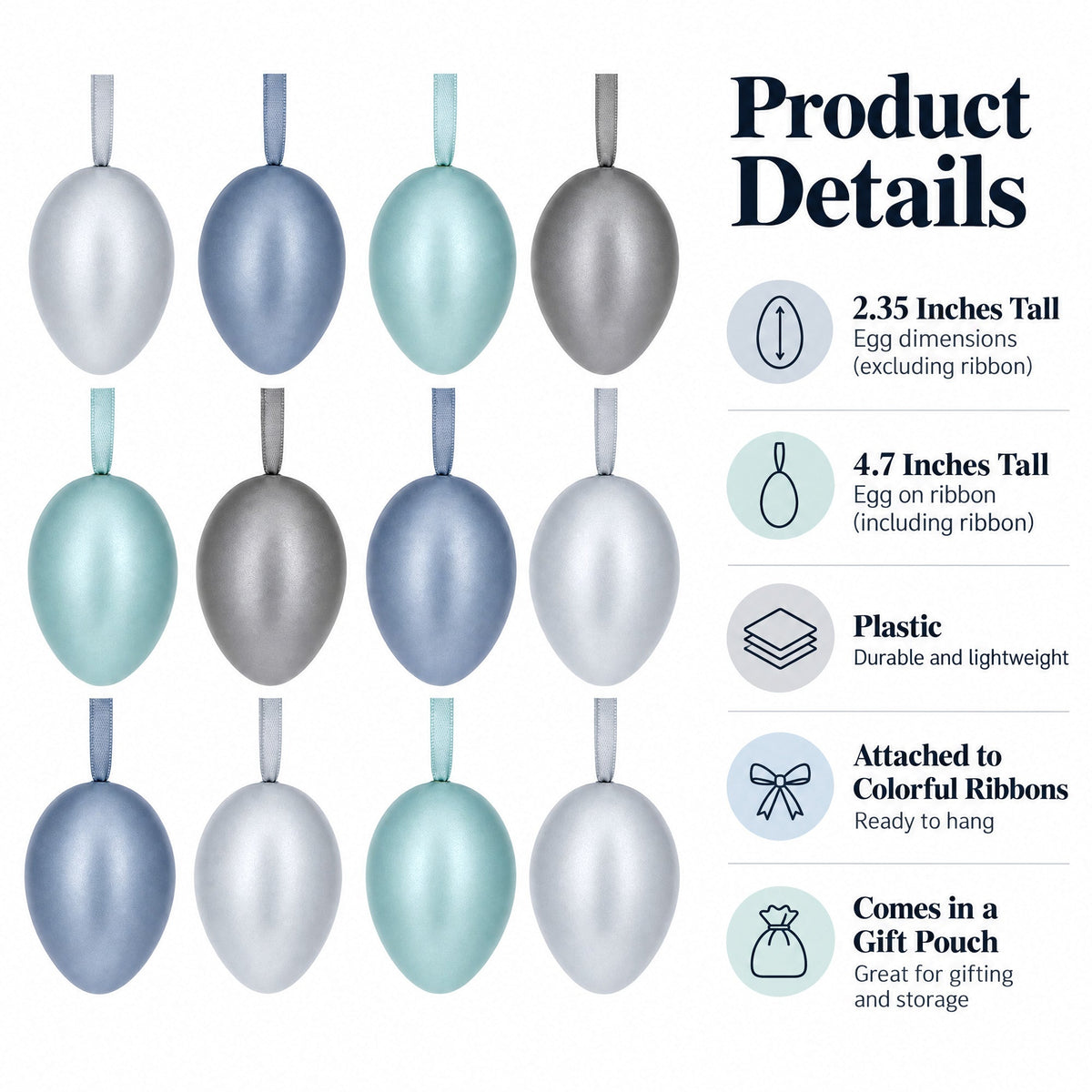 Set of 12 Pastel Blue Plastic Easter Egg Ornaments 2.35 Inches Easter Eggs > Ornaments La Vie Bien Set of 12 Pastel Blue Plastic Easter Egg Ornaments 2.35 Inches