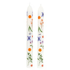 Set of 2 Boho Flowers Tapered Candle | Aesthetic Unscented Table Decor Floral Candle Sticks by The Bullish Store