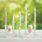 Set of 2 Boho Flowers Tapered Candle | Aesthetic Unscented Table Decor Floral Candle Sticks by The Bullish Store