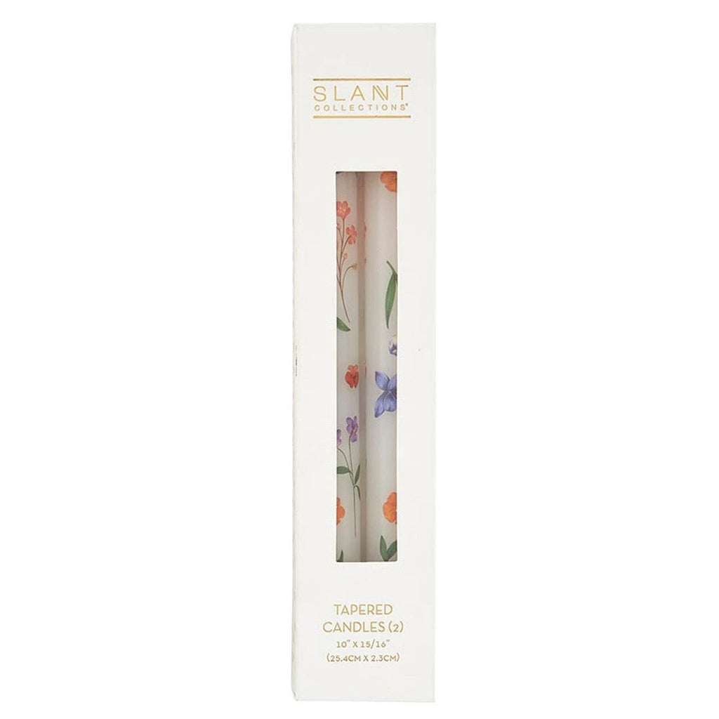 Set of 2 Boho Flowers Tapered Candle | Aesthetic Unscented Table Decor Floral Candle Sticks by The Bullish Store