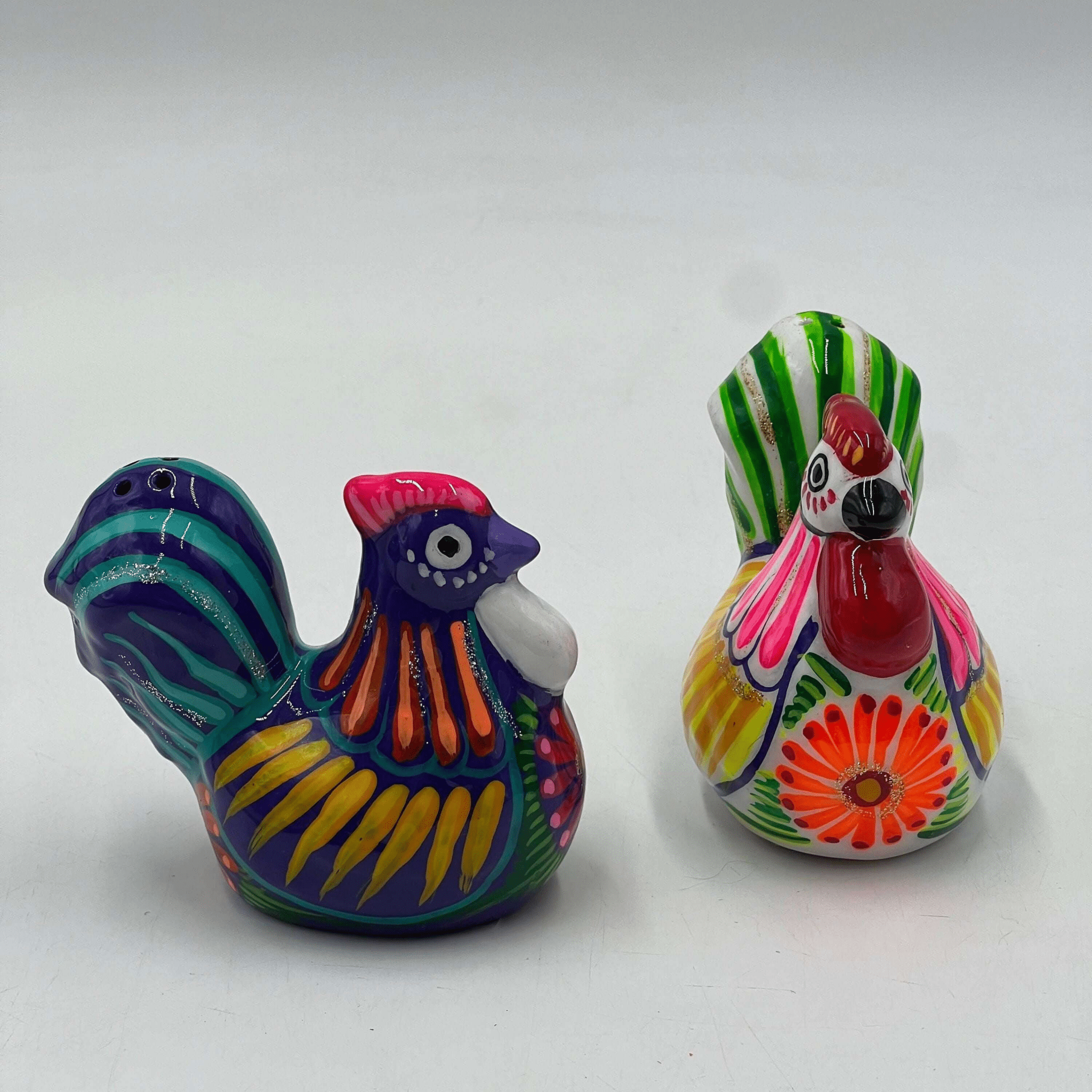 Set of 2 Chicken Salt and Pepper Shakers | Mexican Hand-Painted Guerrero Pottery Guerrero Salt Shakers La Vie Bien Set of 2 Chicken Salt and Pepper Shakers | Mexican Hand-Painted Guerrero Pottery