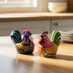 Set of 2 Chicken Salt and Pepper Shakers | Mexican Hand-Painted Guerrero Pottery Guerrero Salt Shakers La Vie Bien Set of 2 Chicken Salt and Pepper Shakers | Mexican Hand-Painted Guerrero Pottery