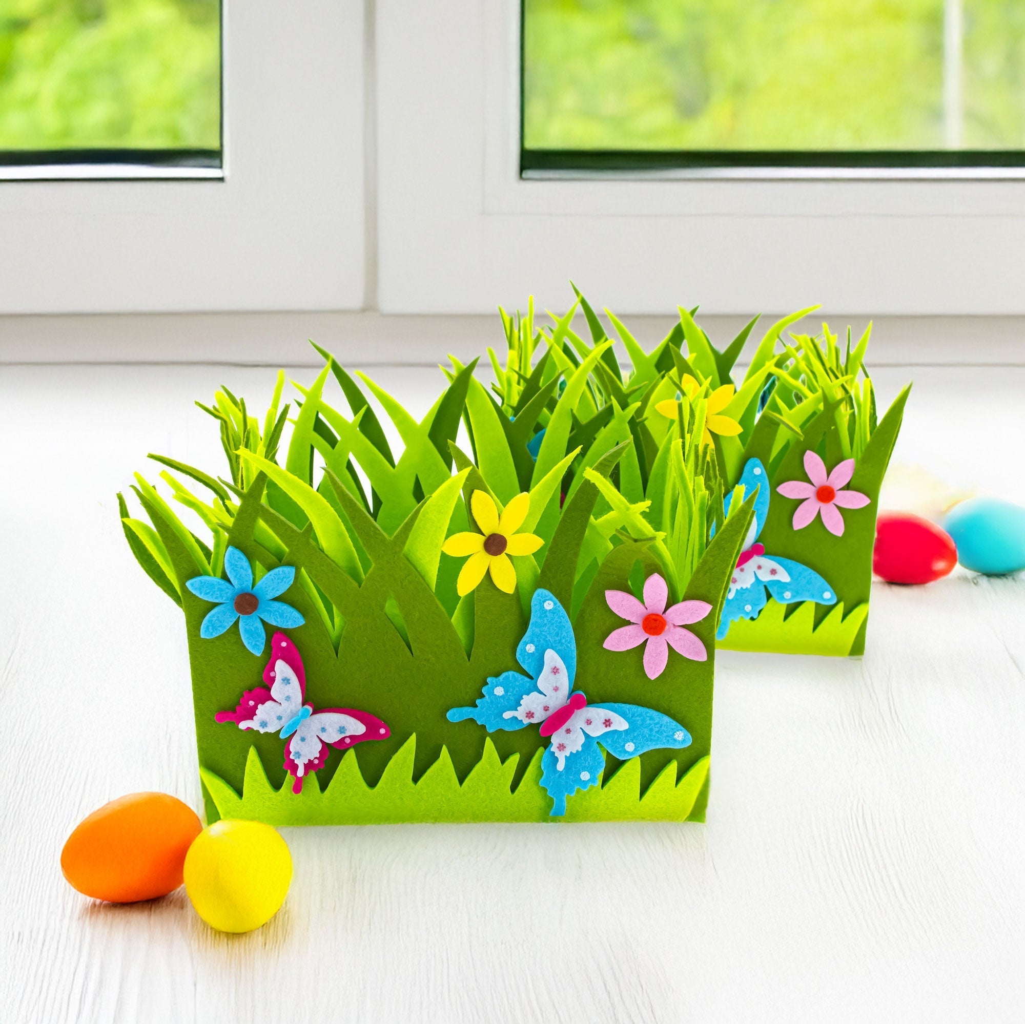 Set of 2 Colorful Felt Butterfly and Flower Spring Centerpieces for Tables and Shelves 6 Inches Tall Easter > Figurines La Vie Bien Set of 2 Colorful Felt Butterfly and Flower Spring Centerpieces for Tables and Shelves 6 Inches Tall