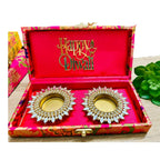 Set of 2 Diyas in Gift Box with Happy Diwali Cutout La Vie Bien Set of 2 Diyas in Gift Box with Happy Diwali Cutout
