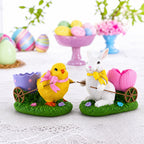 Set of 2 Easter Bunny and Chick Figurine Set - 5" Spring Egg Holder Decor Easter > Figurines > Bunnies La Vie Bien Set of 2 Easter Bunny and Chick Figurine Set - 5" Spring Egg Holder Decor