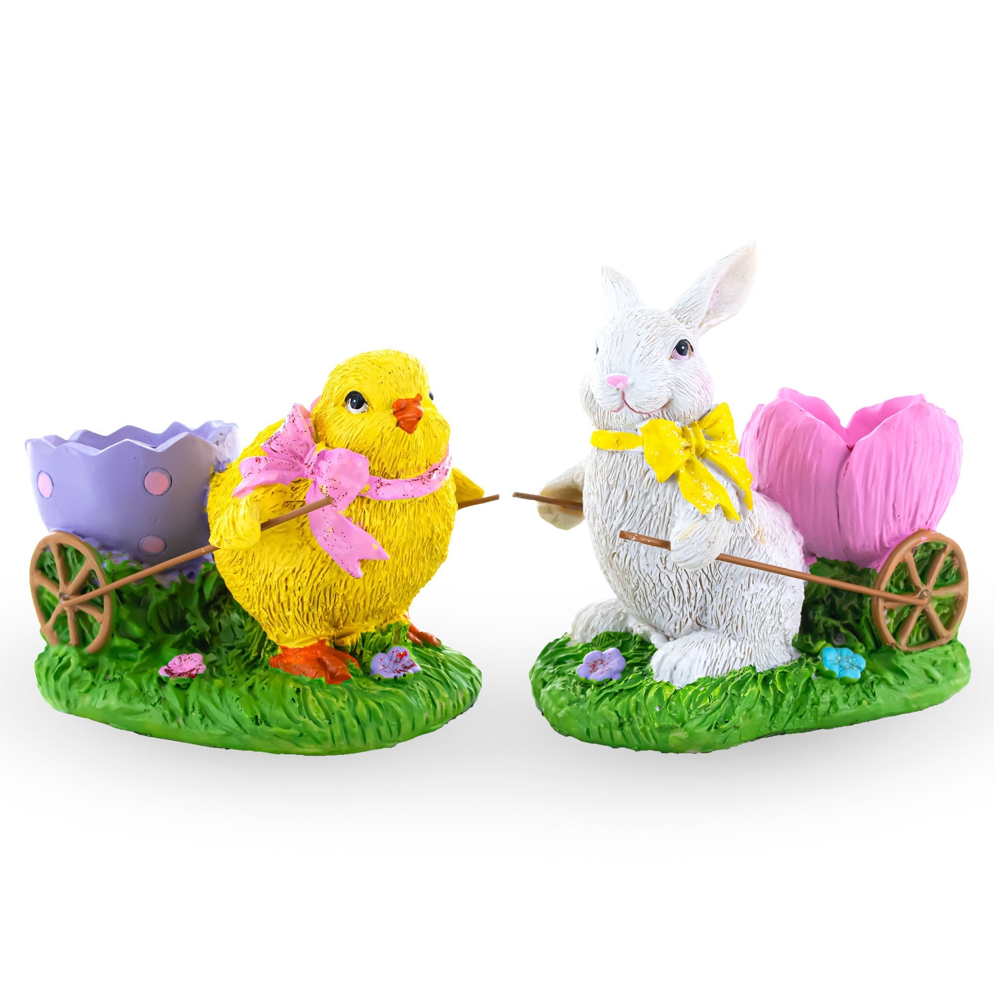 Set of 2 Easter Bunny and Chick Figurine Set - 5" Spring Egg Holder Decor Easter > Figurines > Bunnies La Vie Bien Set of 2 Easter Bunny and Chick Figurine Set - 5" Spring Egg Holder Decor