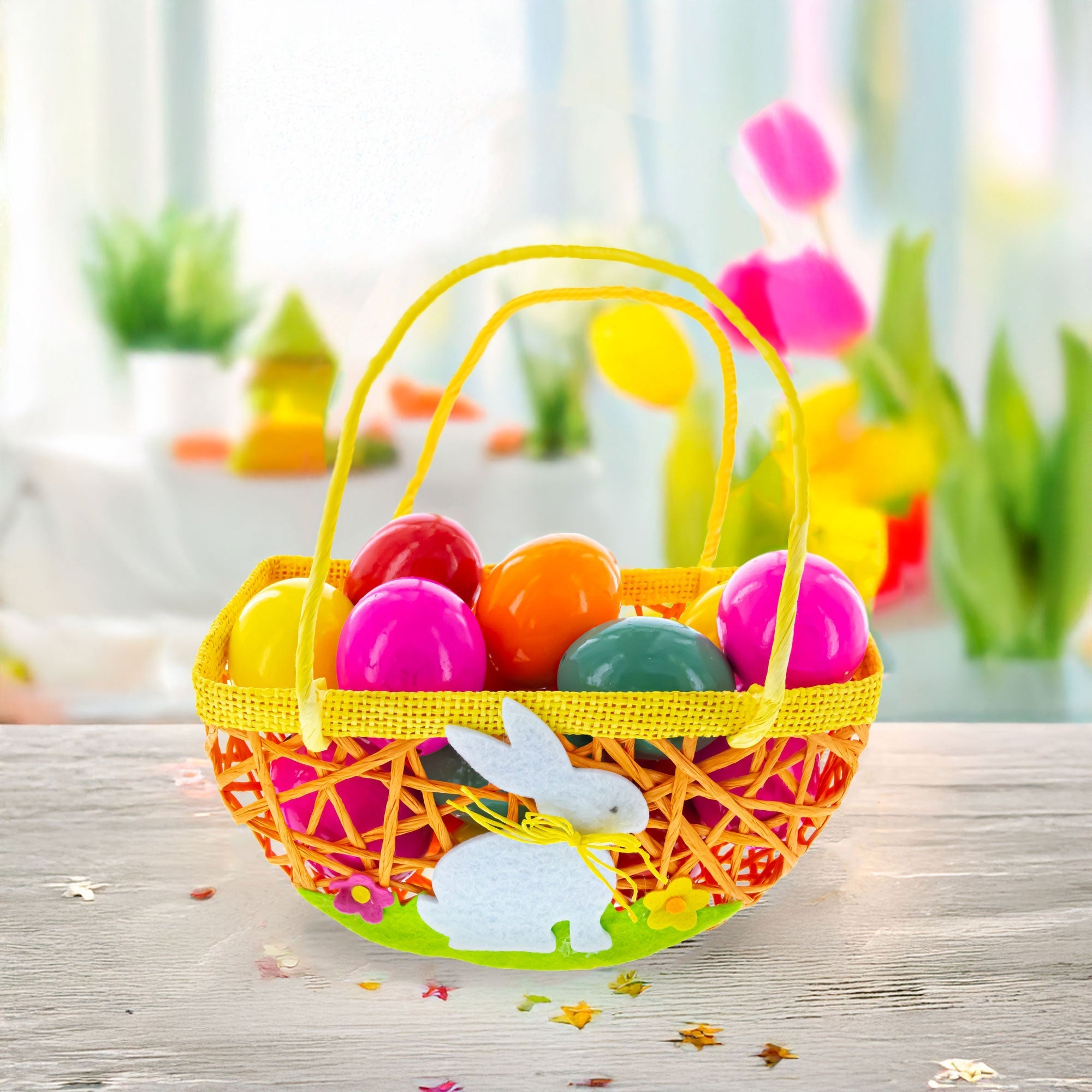 Set of 2 Easter Bunny Egg Hunt Baskets With Floral Accent 6 Inches Tall Easter > Baskets La Vie Bien Set of 2 Easter Bunny Egg Hunt Baskets With Floral Accent 6 Inches Tall