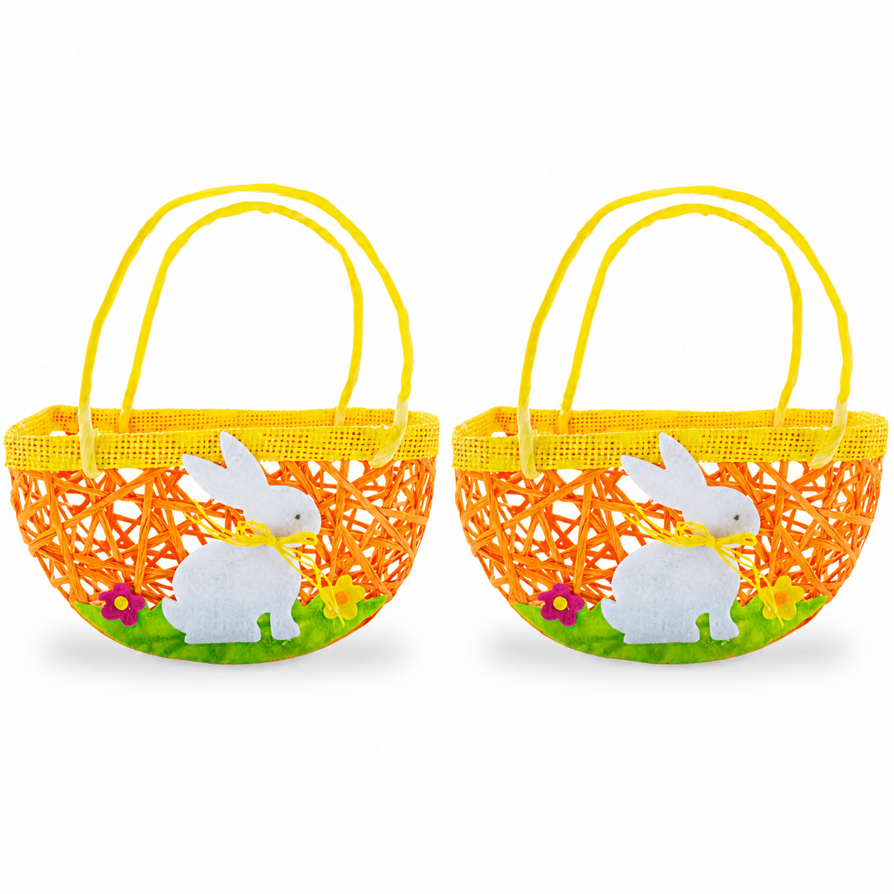 Set of 2 Easter Bunny Egg Hunt Baskets With Floral Accent 6 Inches Tall Easter > Baskets La Vie Bien Set of 2 Easter Bunny Egg Hunt Baskets With Floral Accent 6 Inches Tall