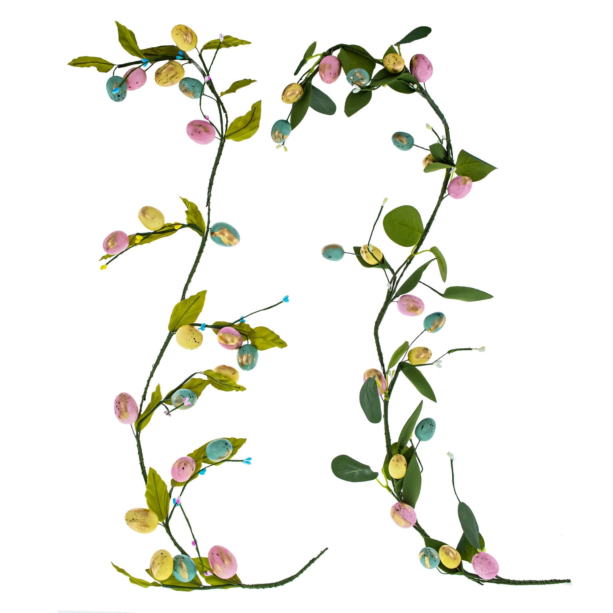 Set of 2 Easter Egg and Leaf Garland With Pastel Speckled Eggs Spring Hanging Decor 6.6 Inches Tall Easter > Wreaths La Vie Bien Set of 2 Easter Egg and Leaf Garland With Pastel Speckled Eggs Spring Hanging Decor 6.6 Inches Tall