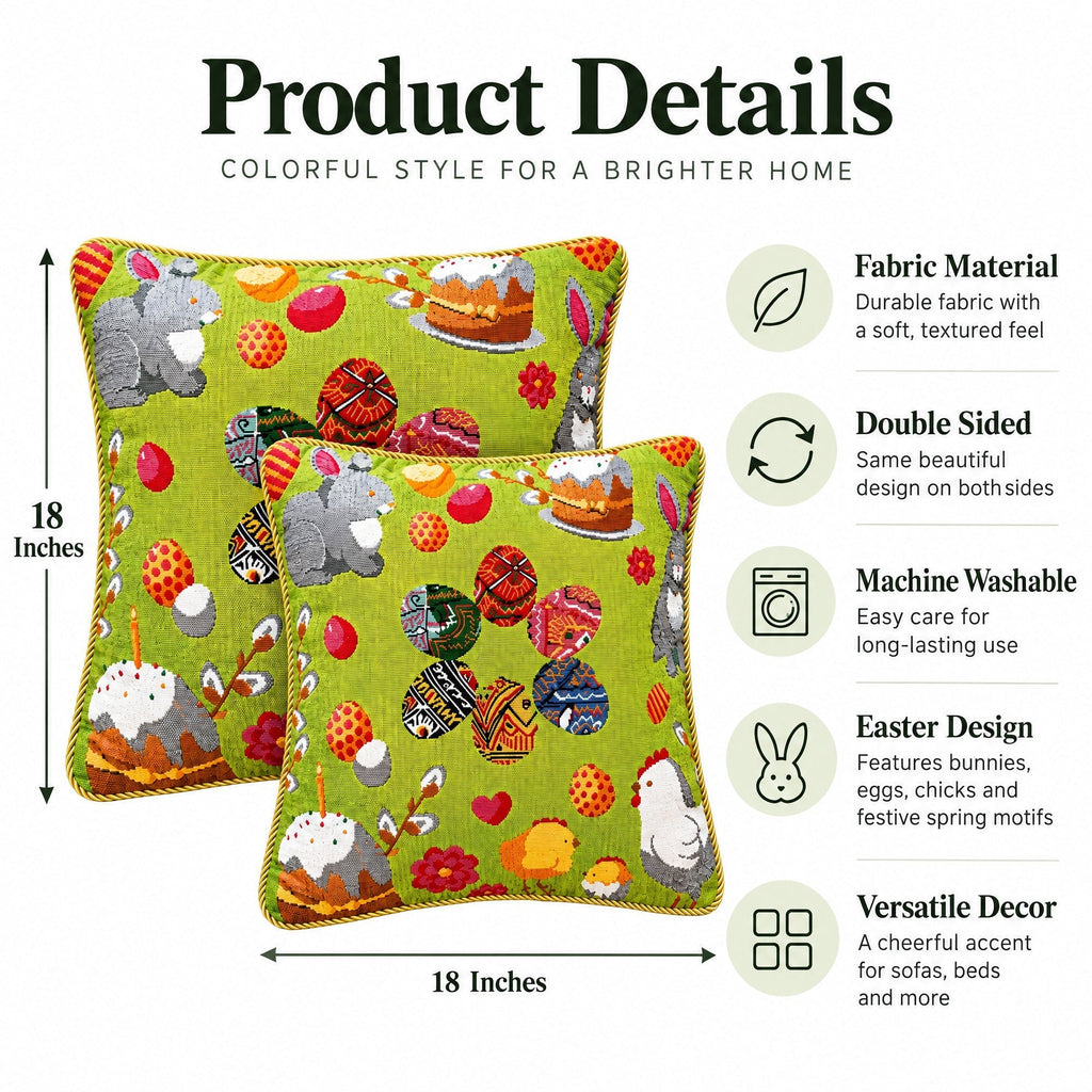 Set of 2 Easter Eggs with Bunny, Chicks and Willow Tree Throw Pillow Covers Easter > Pillow Covers La Vie Bien Set of 2 Easter Eggs with Bunny, Chicks and Willow Tree Throw Pillow Covers