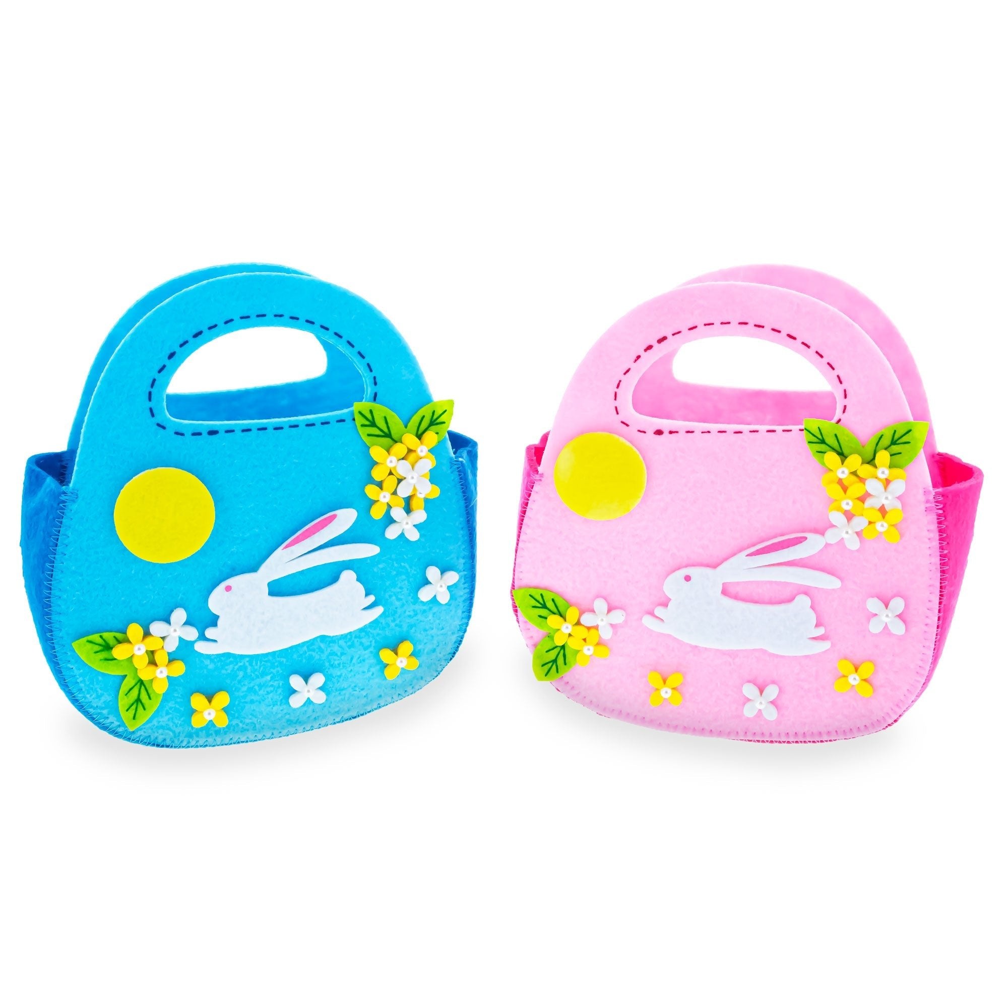 Set of 2 Felt Easter Baskets Carry Totes - Egg Hunt Bags with Handles 7.5 Inches Tall Easter > Baskets La Vie Bien Set of 2 Felt Easter Baskets Carry Totes - Egg Hunt Bags with Handles 7.5 Inches Tall