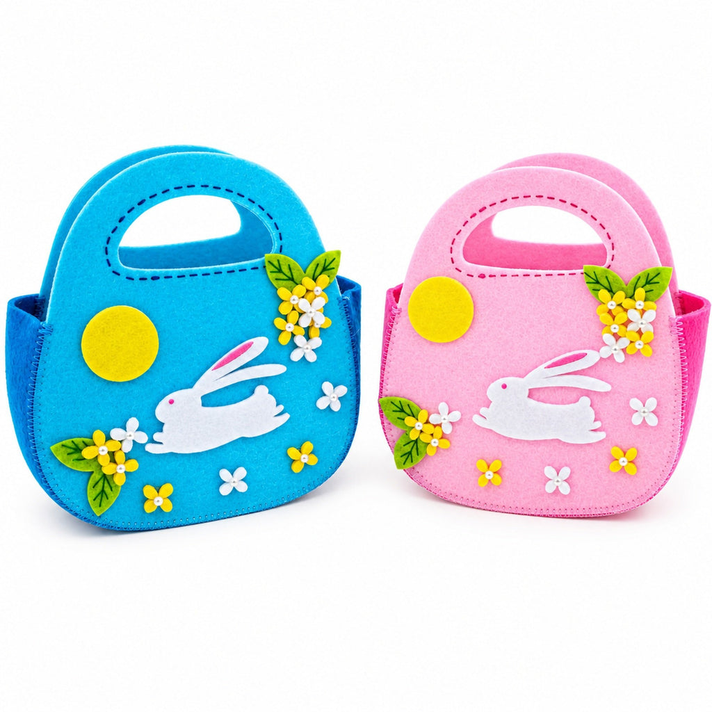 Set of 2 Felt Easter Baskets Carry Totes - Egg Hunt Bags with Handles 7.5 Inches Tall Easter > Baskets La Vie Bien Set of 2 Felt Easter Baskets Carry Totes - Egg Hunt Bags with Handles 7.5 Inches Tall