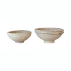 Set of 2 Found Decorative Paper Mâché Bowls – Aged White Finish by White Cliff Studio