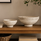 Set of 2 Found Decorative Paper Mâché Bowls – Aged White Finish by White Cliff Studio