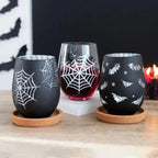 Set of 2 Gothic Spider and Web Stemless Wine Glasses La Vie Bien Set of 2 Gothic Spider and Web Stemless Wine Glasses