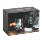 Set of 2 Gothic Spider and Web Stemless Wine Glasses La Vie Bien Set of 2 Gothic Spider and Web Stemless Wine Glasses