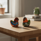 Set of 2 Hand-Painted Talavera Chicken Figurines | Mexican Ceramic Chickens Talavera Figurine La Vie Bien Set of 2 Hand-Painted Talavera Chicken Figurines | Mexican Ceramic Chickens