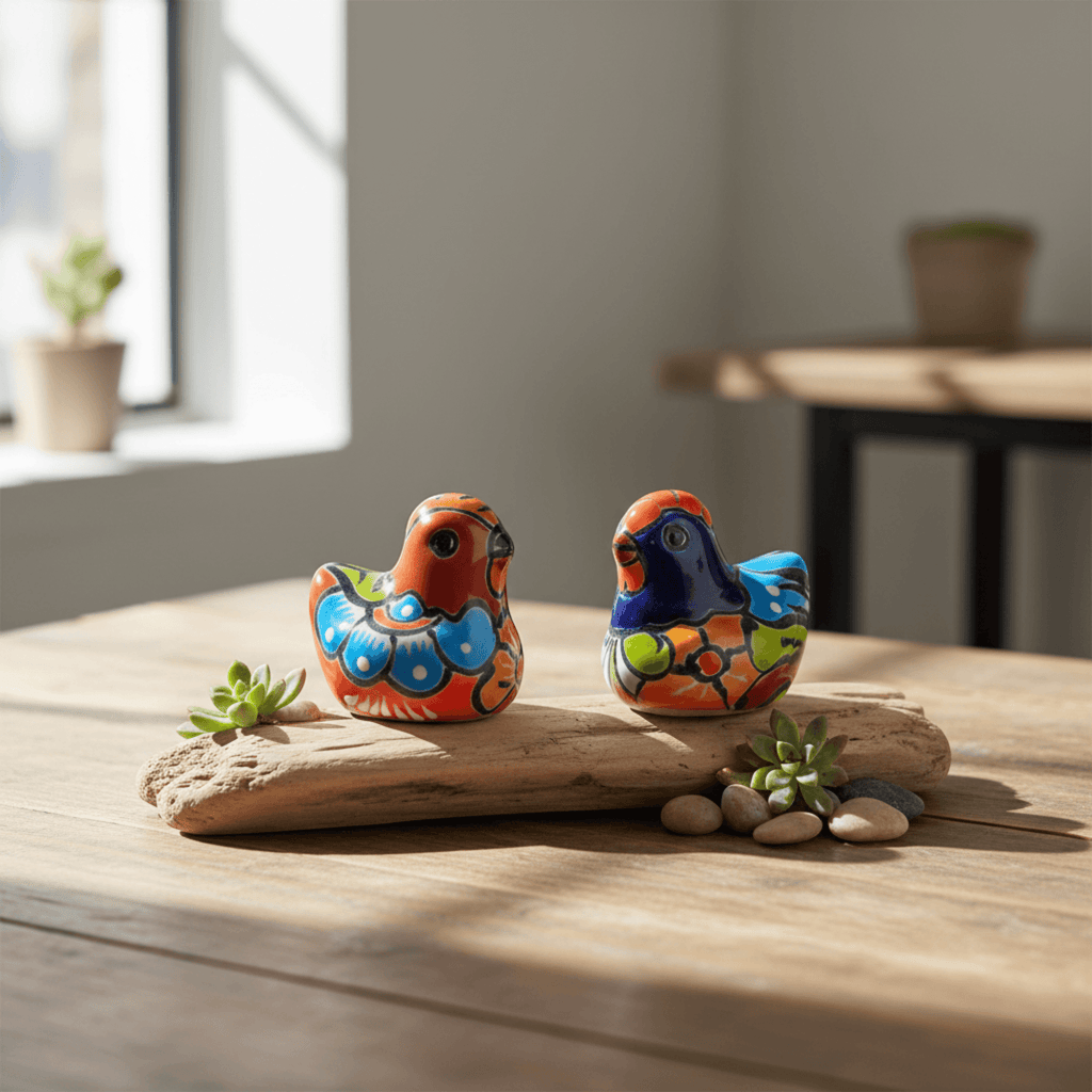 Set of 2 Hand-Painted Talavera Chicken Figurines | Mexican Ceramic Chickens Talavera Figurine La Vie Bien Set of 2 Hand-Painted Talavera Chicken Figurines | Mexican Ceramic Chickens