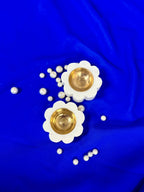 Set of 2 Marble Diyas with Brass Inserts La Vie Bien Set of 2 Marble Diyas with Brass Inserts