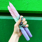 Set of 2 Pastel Taper Candle in Pink Mint Purple | Aesthetic Spiral Ombre Unscented Dinner Candlesticks | Gift for Her by The Bullish Store