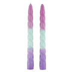 Set of 2 Pastel Taper Candle in Pink Mint Purple | Aesthetic Spiral Ombre Unscented Dinner Candlesticks | Gift for Her by The Bullish Store