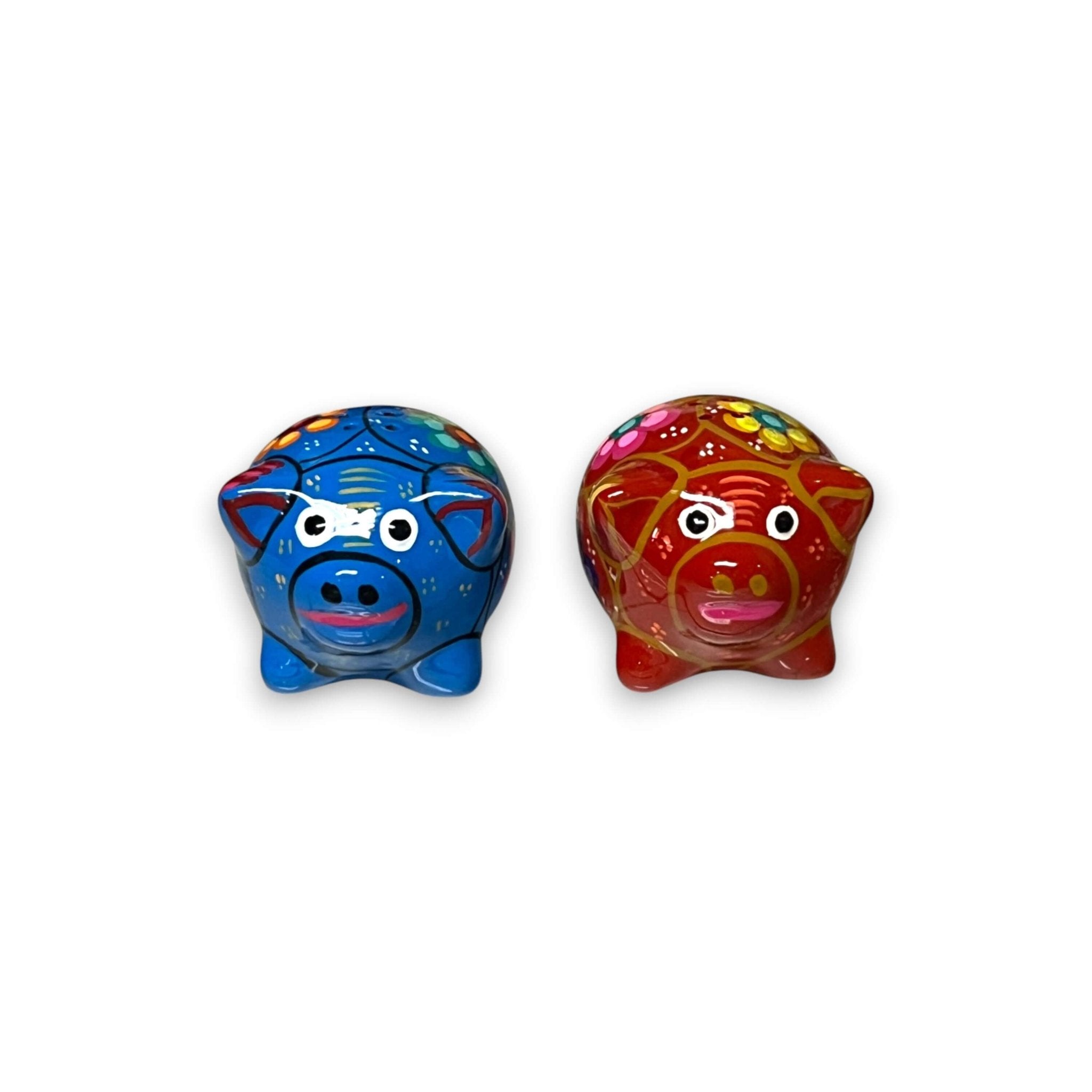 Set of 2 Pig Salt and Pepper Shakers | Hand-Painted Mexican Pottery Guerrero Salt Shakers La Vie Bien Set of 2 Pig Salt and Pepper Shakers | Hand-Painted Mexican Pottery