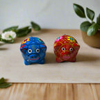 Set of 2 Pig Salt and Pepper Shakers | Hand - Painted Mexican Pottery Guerrero Salt Shakers La Vie Bien Set of 2 Pig Salt and Pepper Shakers | Hand - Painted Mexican Pottery