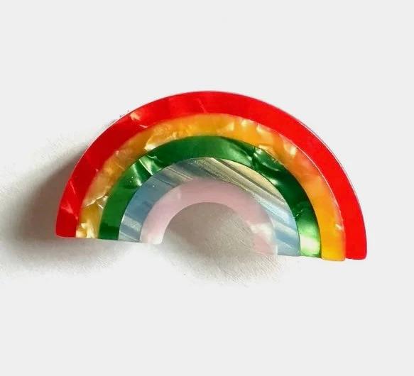 Set of 2 Rainbow Acetate Alligator Hair Clips by Bespattered Facade