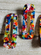 Set of 2 Rainbow Mosaic Acetate Alligator Hair Clips by Bespattered Facade