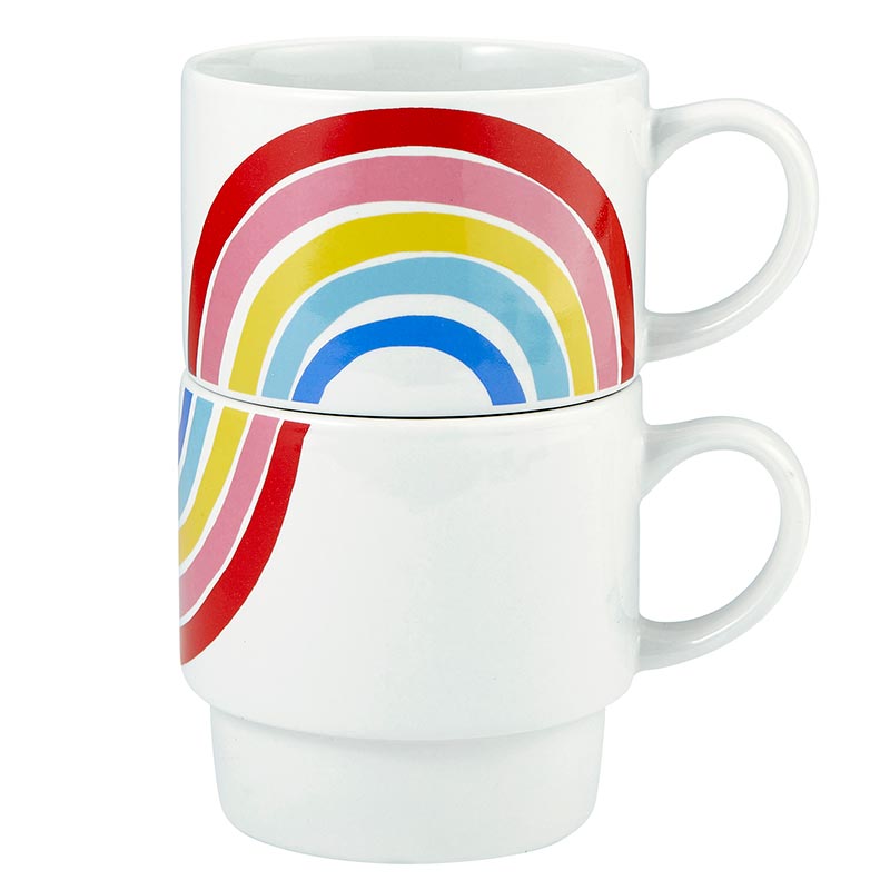 Set of 2 Rainbow Stacking Mugs | Ceramic Mug Set Mugs La Vie Bien Set of 2 Rainbow Stacking Mugs | Ceramic Mug Set