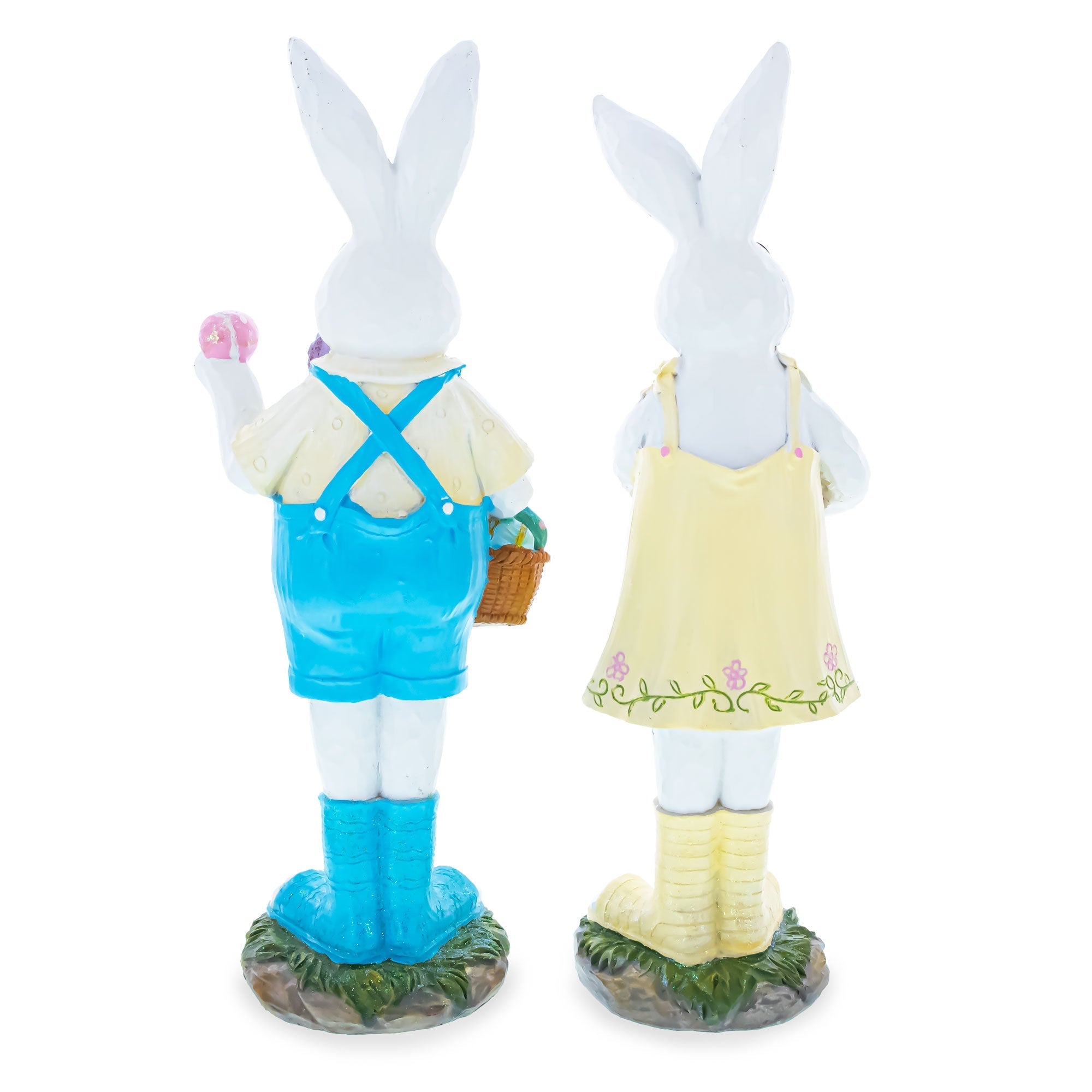 Set of 2 Resin Spring Bunnies With Eggs Figurine Centerpiece Display 12 Inches Tall Easter > Figurines > Bunnies La Vie Bien Set of 2 Resin Spring Bunnies With Eggs Figurine Centerpiece Display 12 Inches Tall