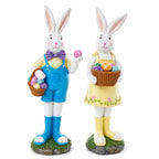 Set of 2 Resin Spring Bunnies With Eggs Figurine Centerpiece Display 12 Inches Tall Easter > Figurines > Bunnies La Vie Bien Set of 2 Resin Spring Bunnies With Eggs Figurine Centerpiece Display 12 Inches Tall