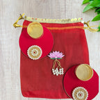 Set of 2 Round Diyas with Pearl Butti in Potli Bag La Vie Bien Set of 2 Round Diyas with Pearl Butti in Potli Bag