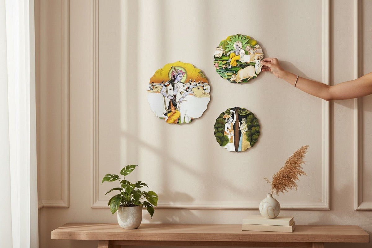 Set of 2 - Round Shape MDF Wall Hanging Decor La Vie Bien Set of 2 - Round Shape MDF Wall Hanging Decor