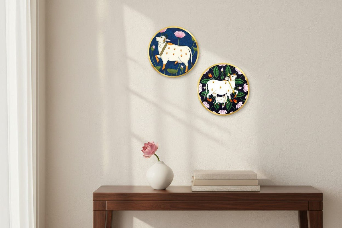 Set of 2 - Round Shape MDF Wall Hanging Decor La Vie Bien Set of 2 - Round Shape MDF Wall Hanging Decor