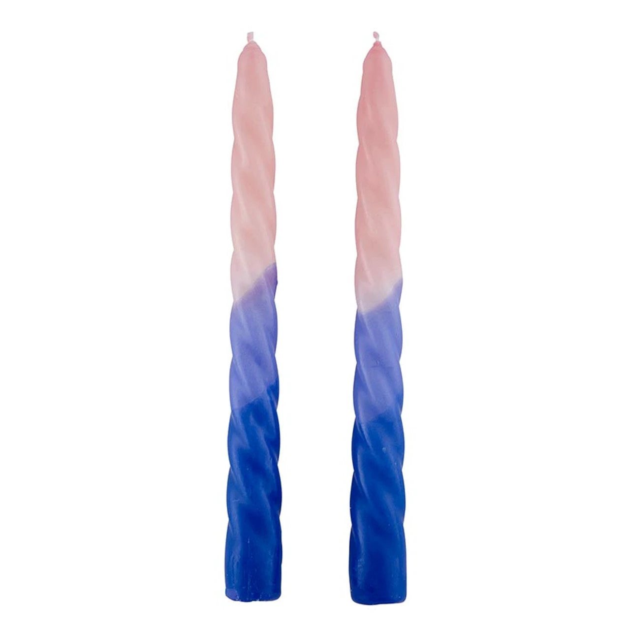 Set of 2 Taper Candle in Pink - Light Blue - Blue | Aesthetic Spiral Unscented Table Candlesticks | Gift for Her by The Bullish Store