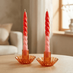 Set of 2 Tapered Candle in Red Pink | Aesthetic Unscented Table Decor Candlesticks | Gift for Her by The Bullish Store