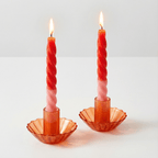 Set of 2 Tapered Candle in Red Pink | Aesthetic Unscented Table Decor Candlesticks | Gift for Her by The Bullish Store