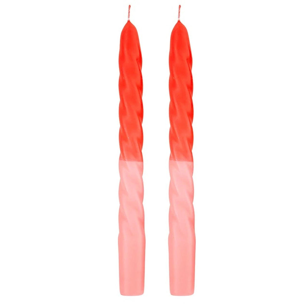 Set of 2 Tapered Candle in Red Pink | Aesthetic Unscented Table Decor Candlesticks | Gift for Her by The Bullish Store