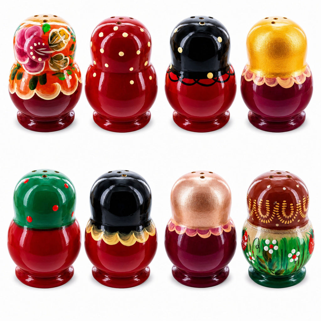 Set of 2 Wooden Floral Nesting Dolls - Matryoshka Salt and Pepper Shakers Nesting Dolls > Bottle Openers La Vie Bien Set of 2 Wooden Floral Nesting Dolls - Matryoshka Salt and Pepper Shakers